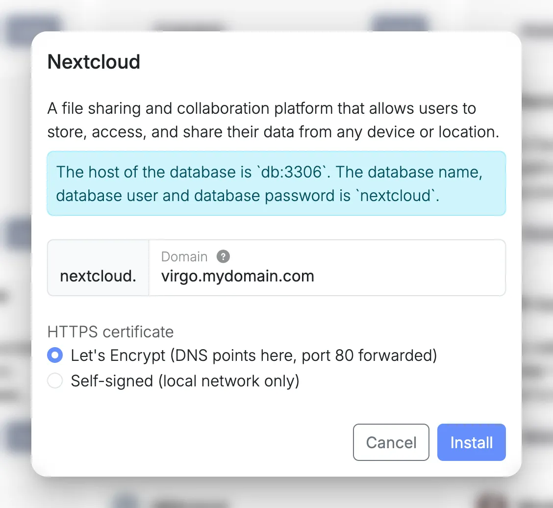 Installing Nextcloud with a domain of your own