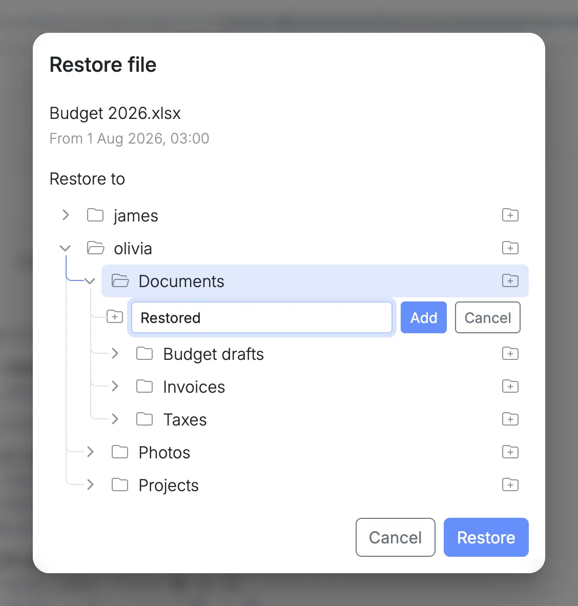 Naming a new folder inside Documents