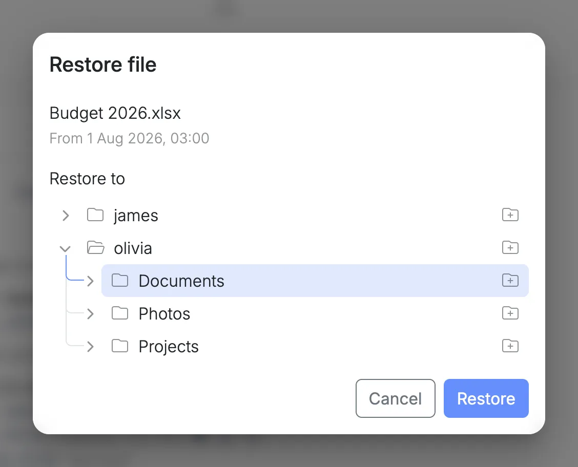 Restoring Budget 2026.xlsx to the folder it was in