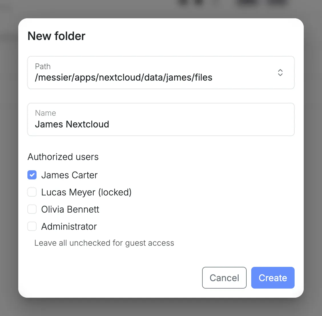 Sharing a Nextcloud user’s files