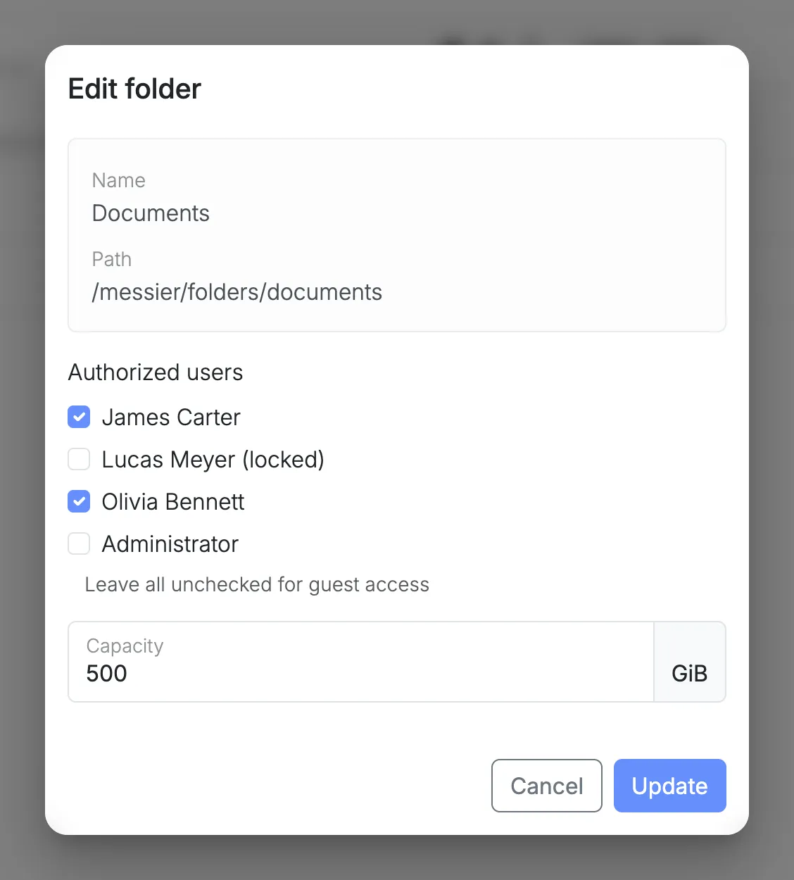 Editing a folder