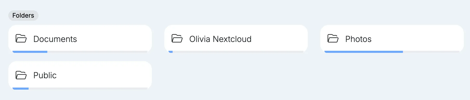 Folders on the Dashboard