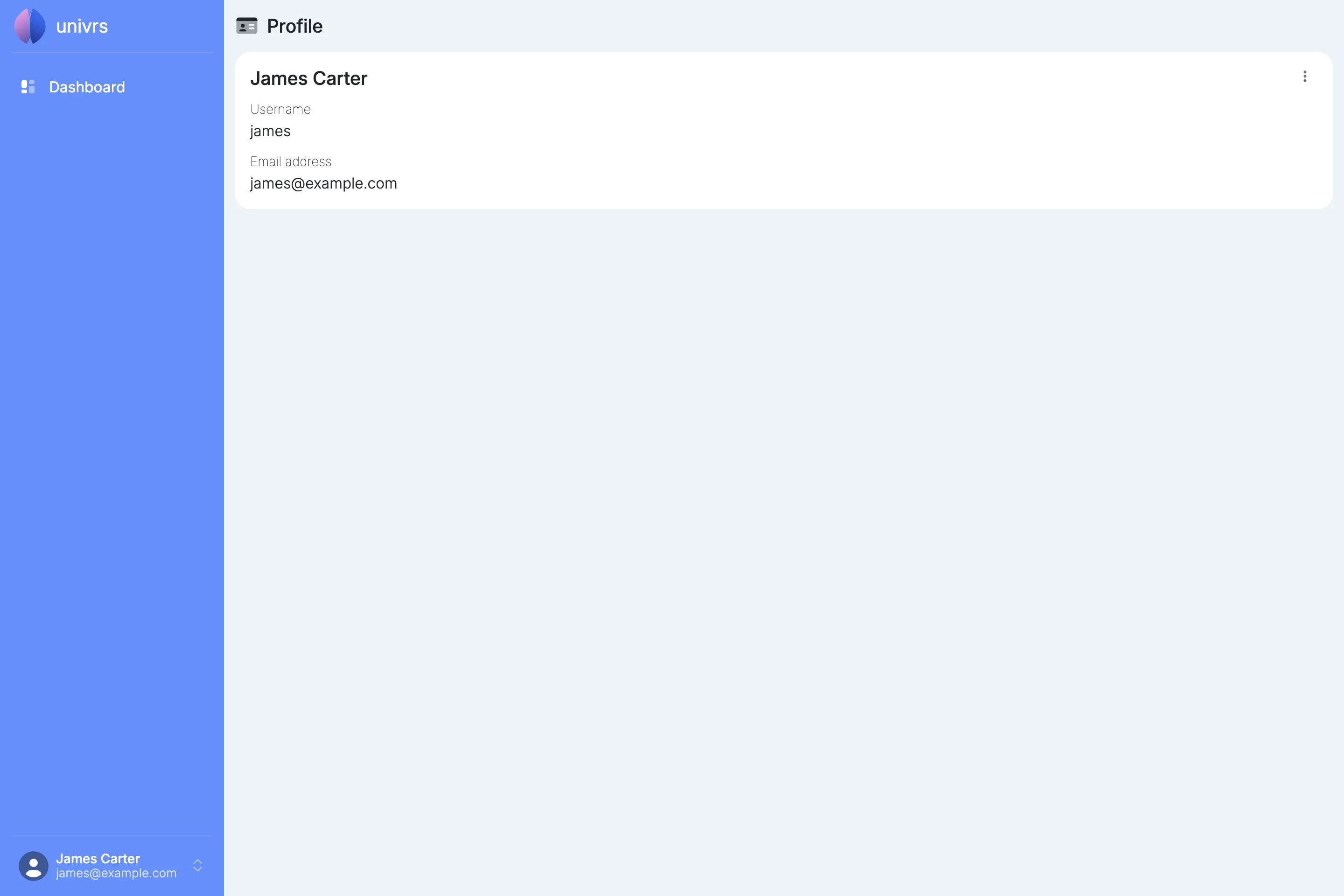 The profile of a user without the administrator role