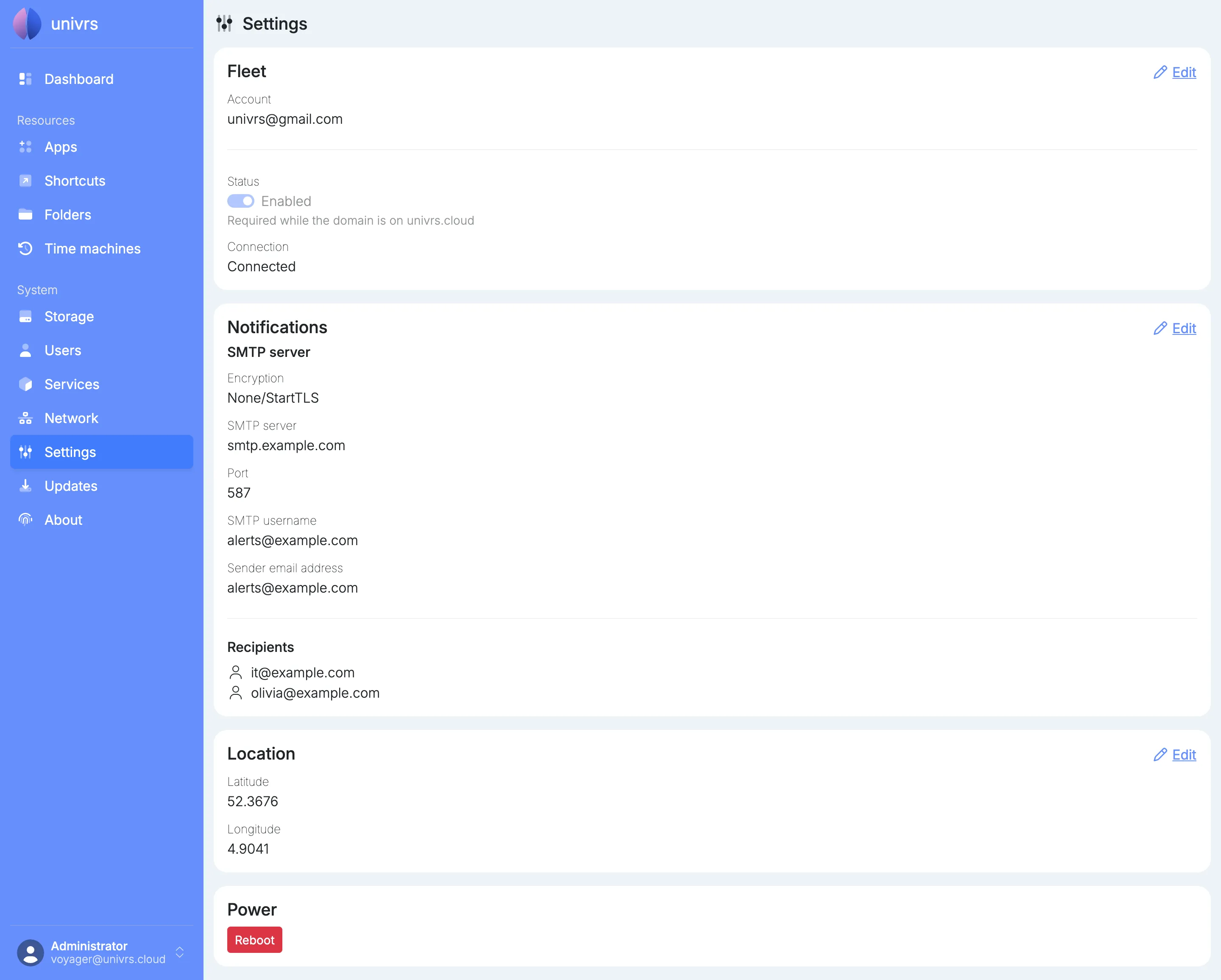 Settings with everything configured