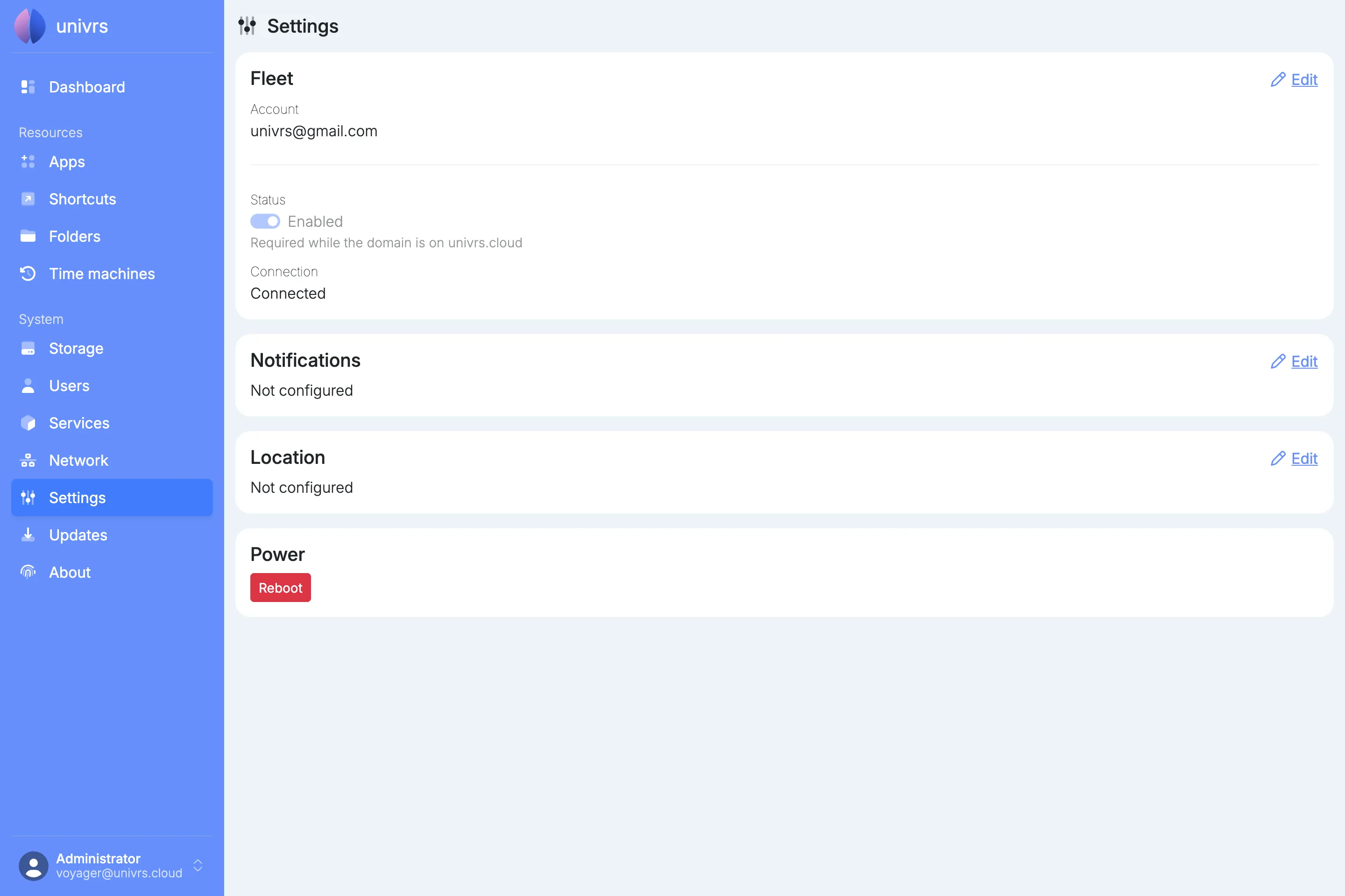 Settings on a fresh install