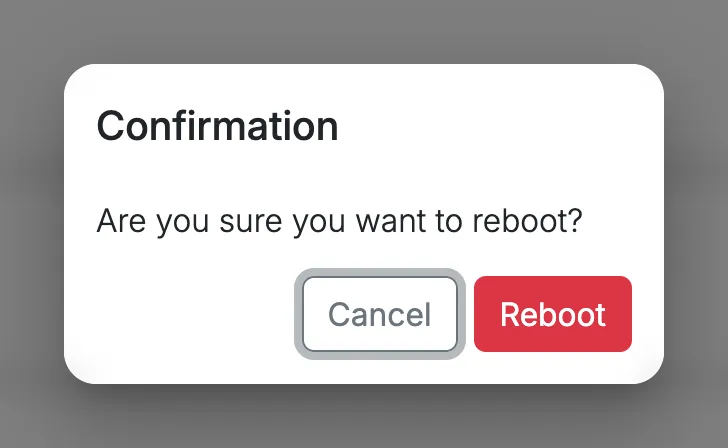 Confirming a reboot