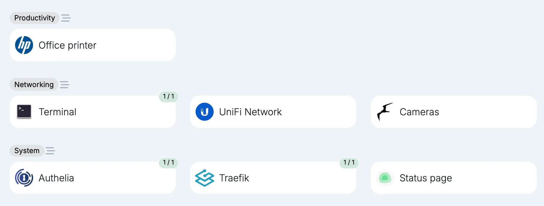 Shortcuts on the Dashboard