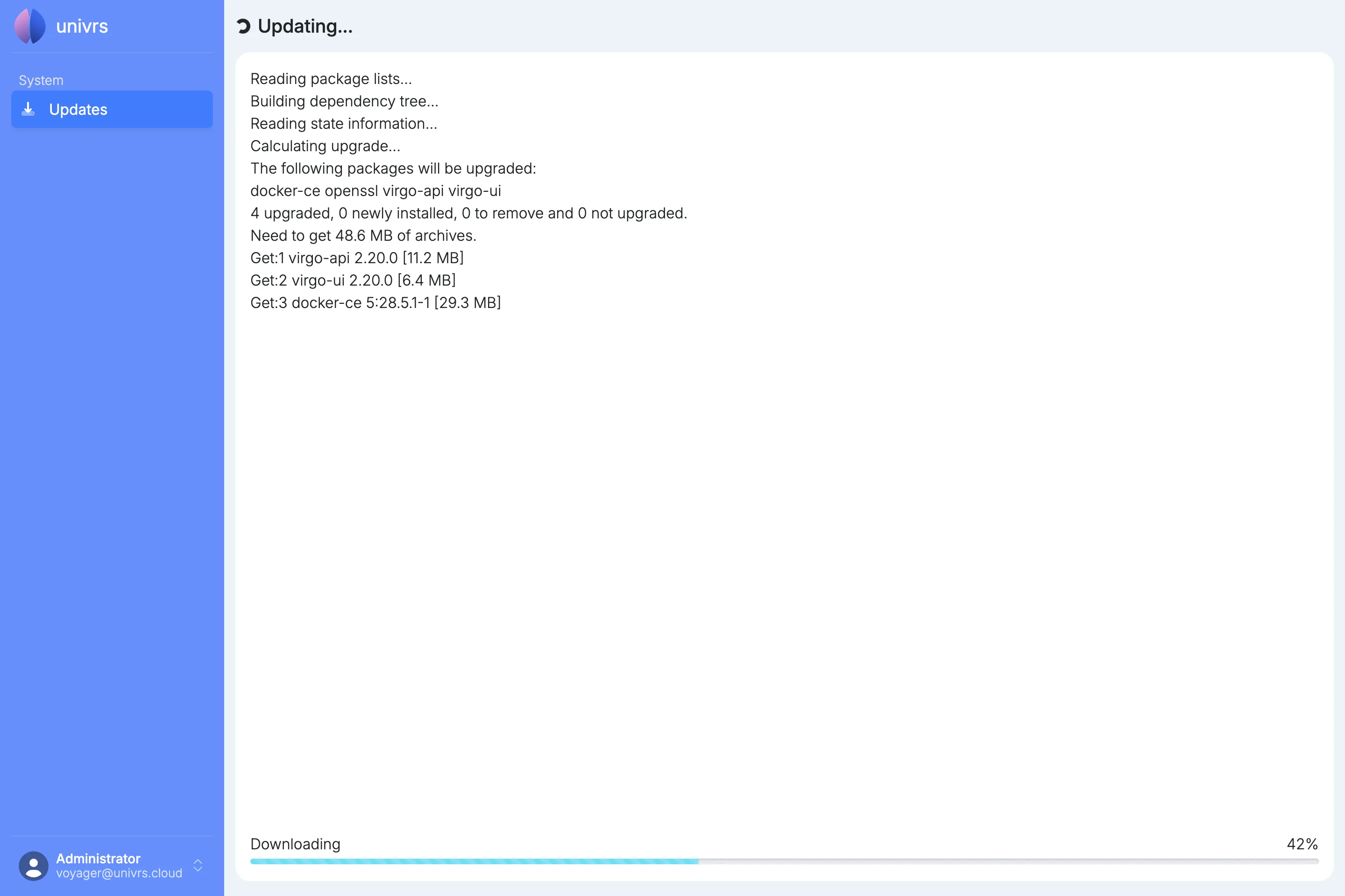 An update in progress